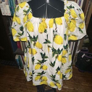 Code X Mode luxe lemon print kidcore puffy mini dress